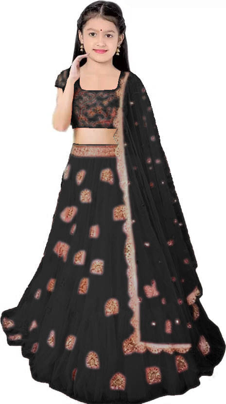     			FULPARI Net Lehenga Choli Set For Girls ( Pack of 1 , Black )