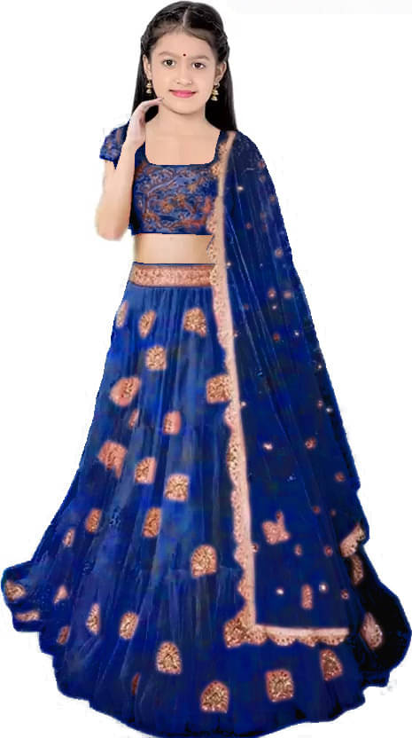     			FULPARI Net Lehenga Choli Set For Girls ( Pack of 1 , Blue )