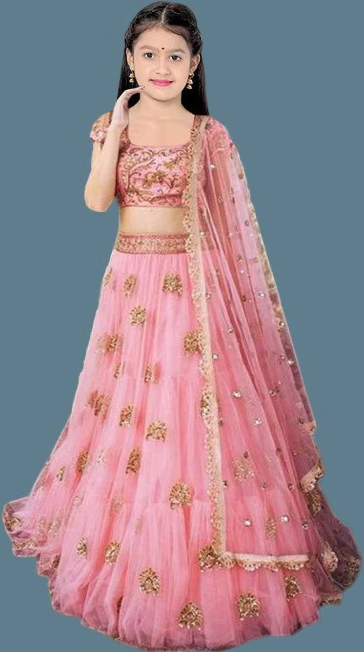     			FULPARI Net Lehenga Choli Set For Girls ( Pack of 1 , Pink )
