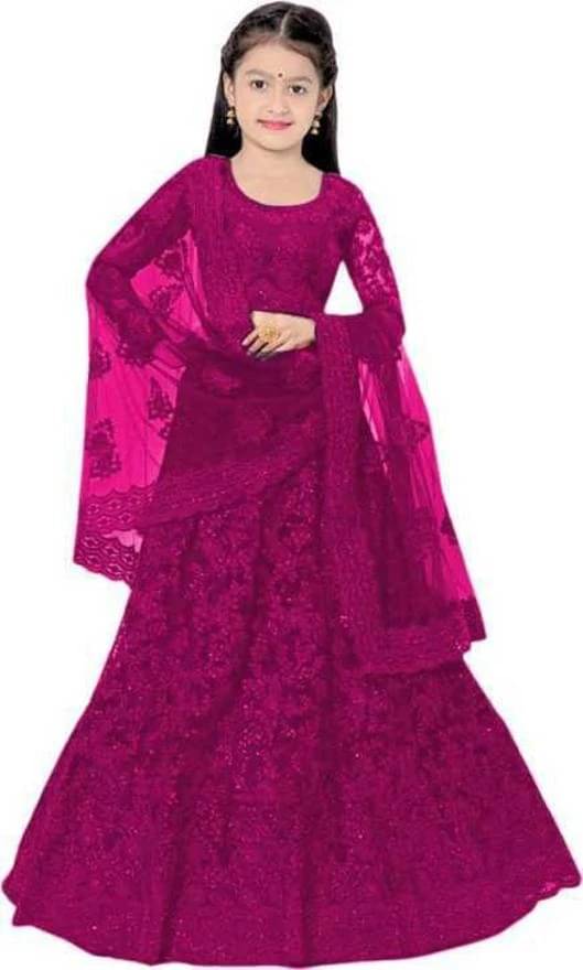     			FULPARI Net Lehenga Choli Set For Girls ( Pack of 1 , Purple )