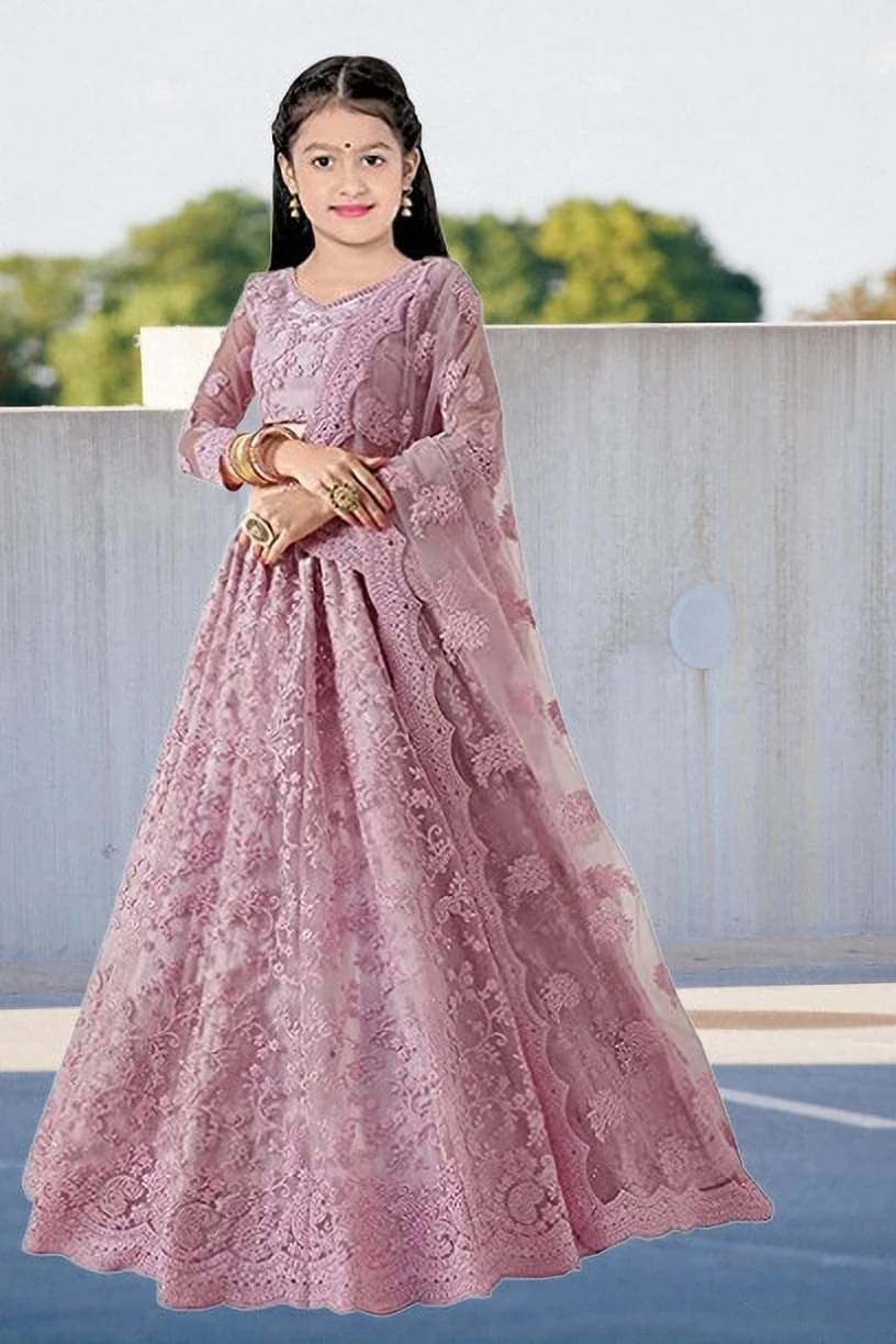     			FULPARI Net Lehenga Choli Set For Girls ( Pack of 1 , Pink )