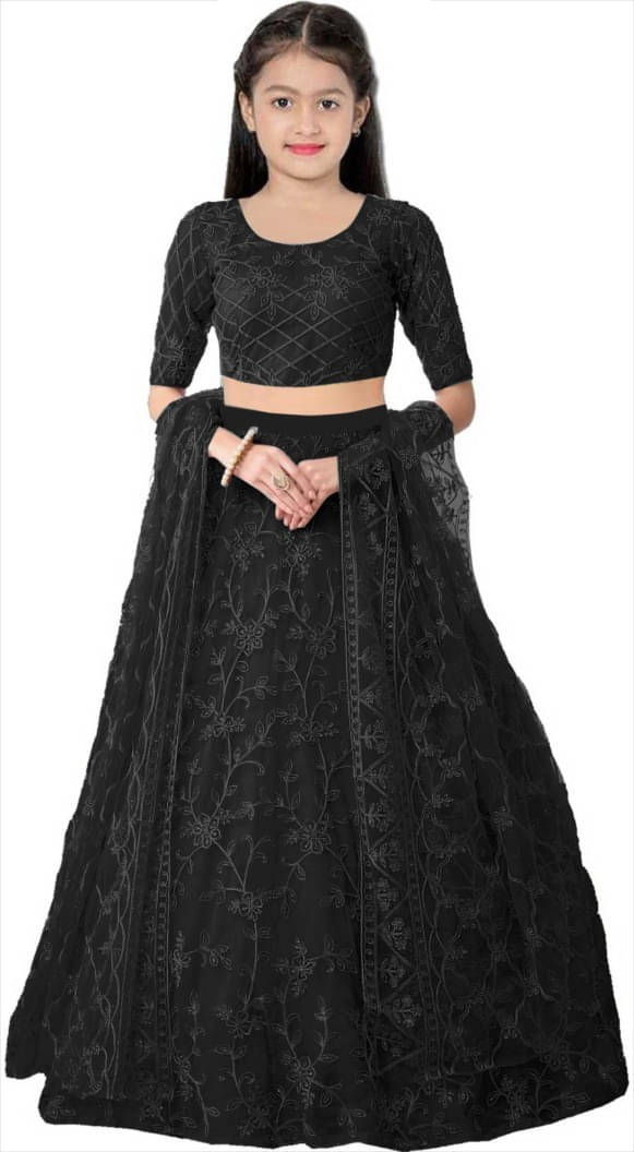     			FULPARI Net Lehenga Choli Set For Girls ( Pack of 1 , Black )