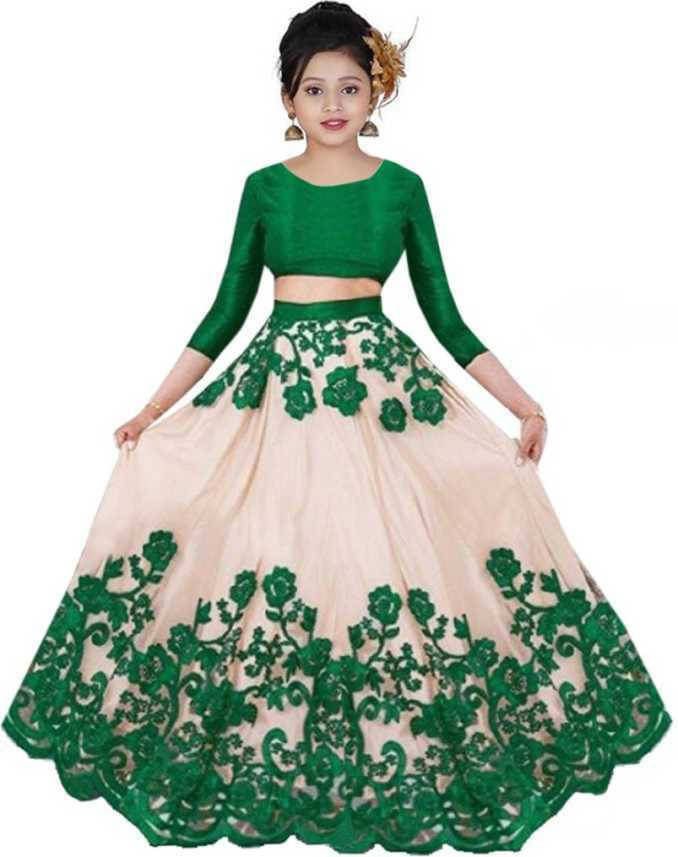     			FULPARI Net Lehenga Choli Set For Girls ( Pack of 1 , Green )