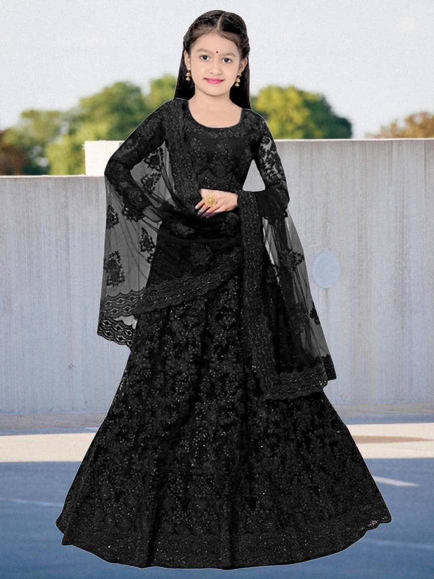     			FULPARI Net Lehenga Choli Set For Girls ( Pack of 1 , Black )