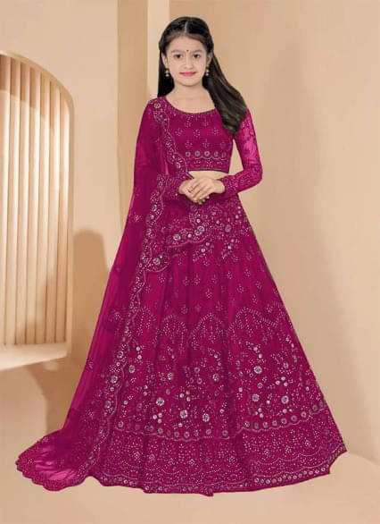     			FULPARI Net Lehenga Choli Set For Girls ( Pack of 1 , Purple )