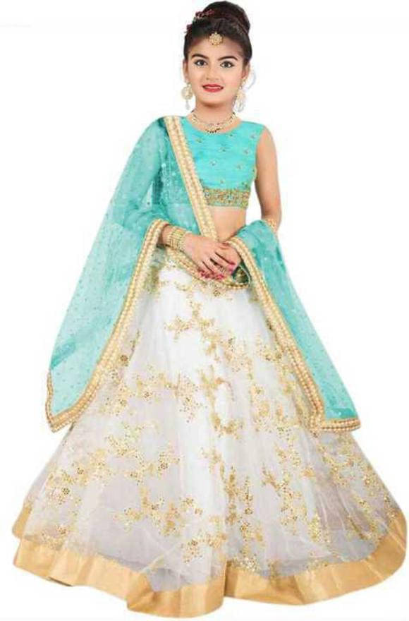     			FULPARI Silk Lehenga Choli Set For Girls ( Pack of 1 , White )