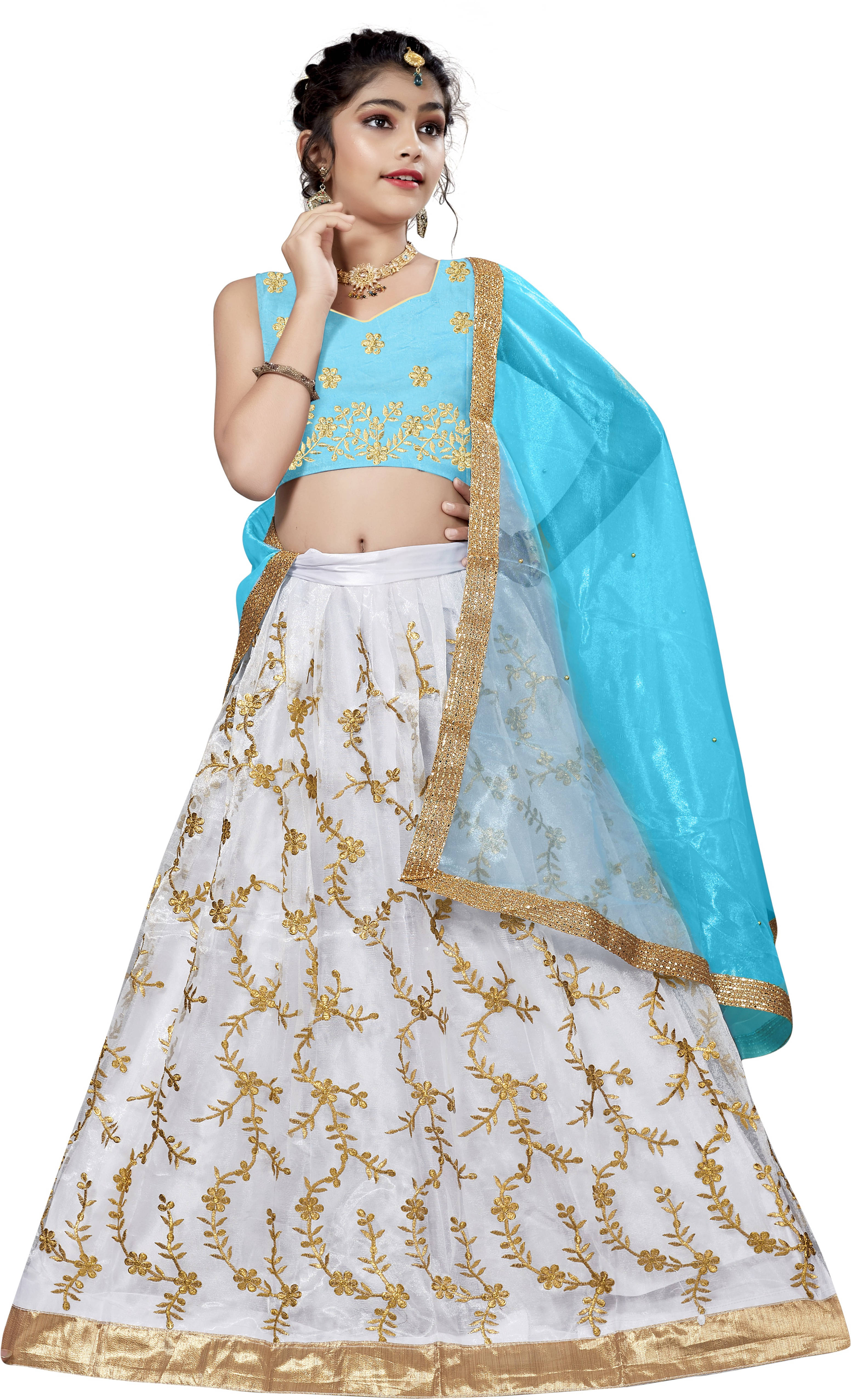     			FULPARI Silk Lehenga Choli Set For Girls ( Pack of 1 , Multicolor )