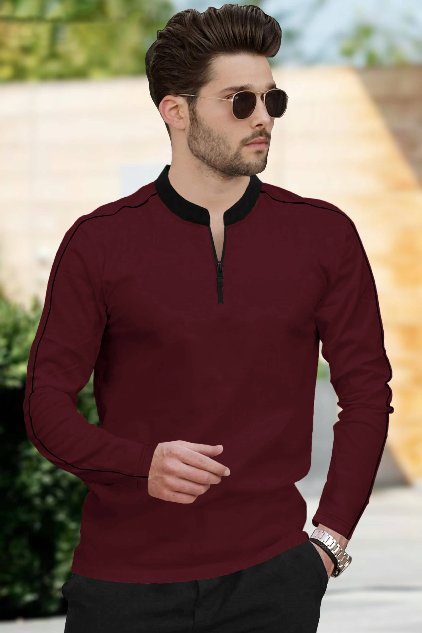     			GARBLY Men Cotton Blend Regular Fit Solid T-Shirt ( Maroon )