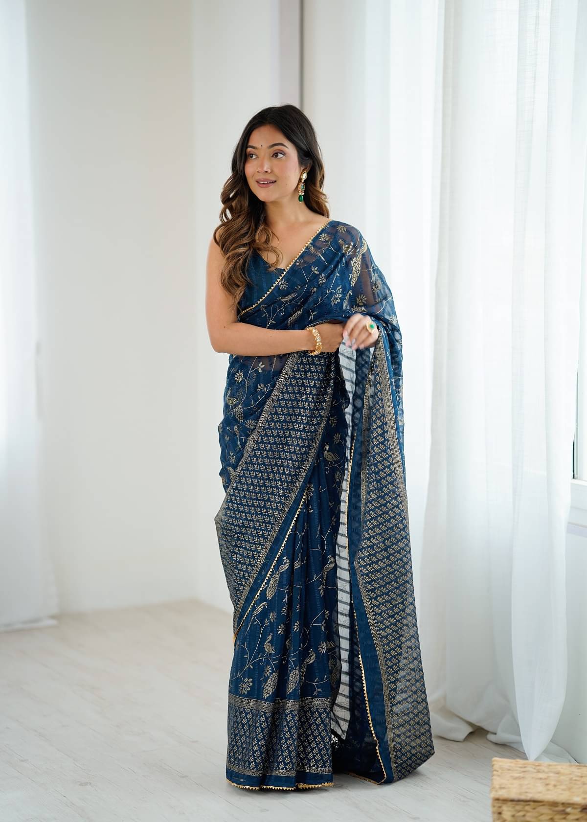     			Gazal Fashions Georgette Printed Regular Saree With Unstitched Blouse Piece ( Rama )