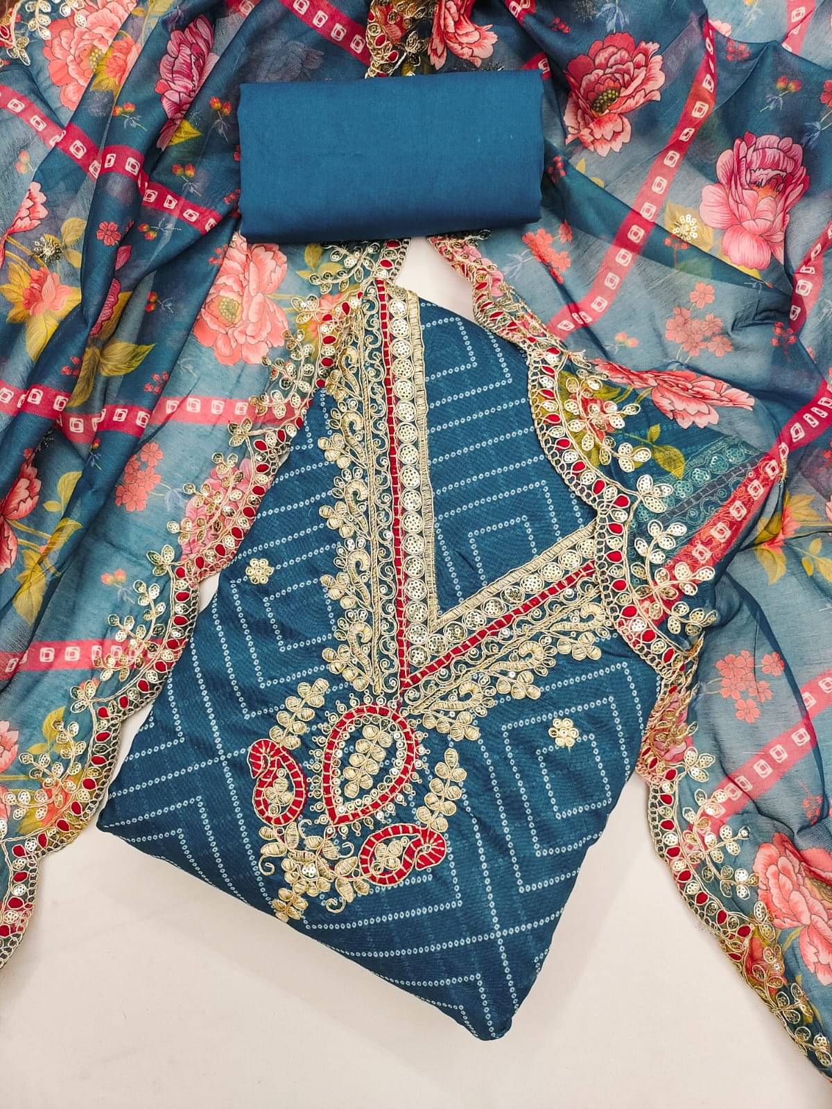 HL SILKMILLS Women Chanderi Unstitched Dress Material ( Blue ) HL SILKMILLS Women Chanderi Unstitched Dress Material ( Blue )