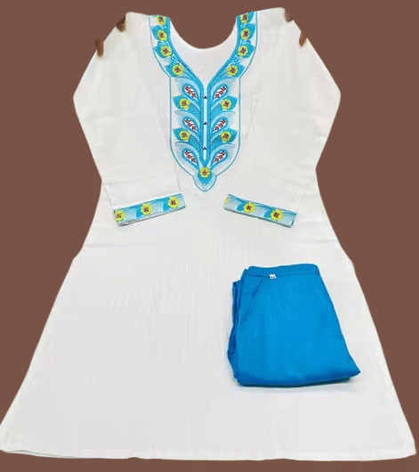     			HS COLLECTION Women Cotton Printed A-line Kurti With Pants ( Blue )