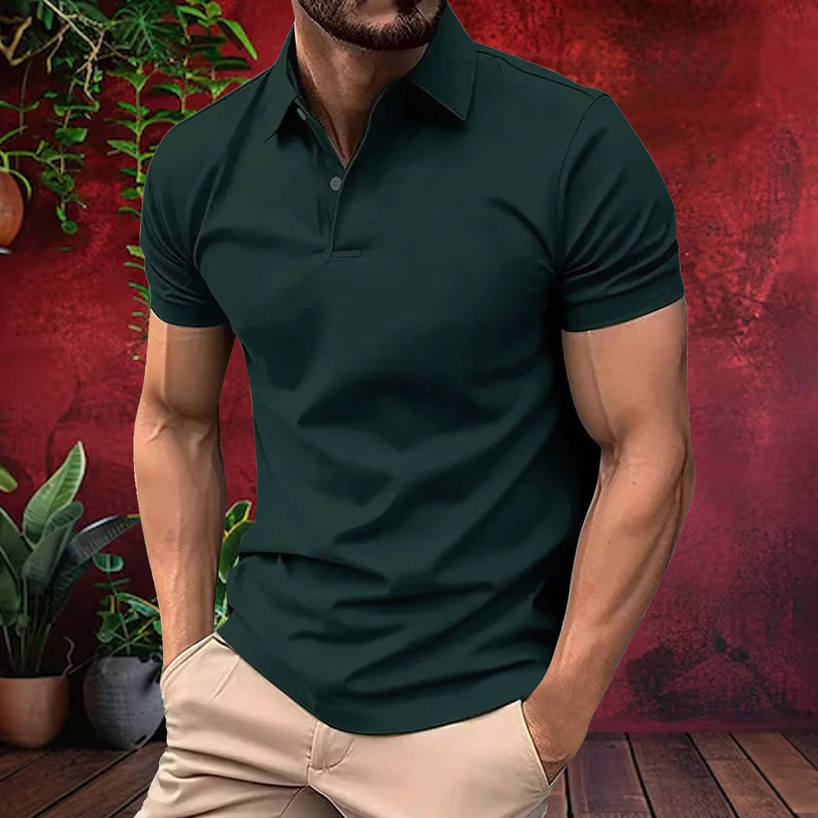Hushbucks Men Cotton Blend Regular Fit Solid Polo T Shirt ( Dark Green )     			Hushbucks Men Cotton Blend Regular Fit Solid Polo T Shirt ( Dark Green )