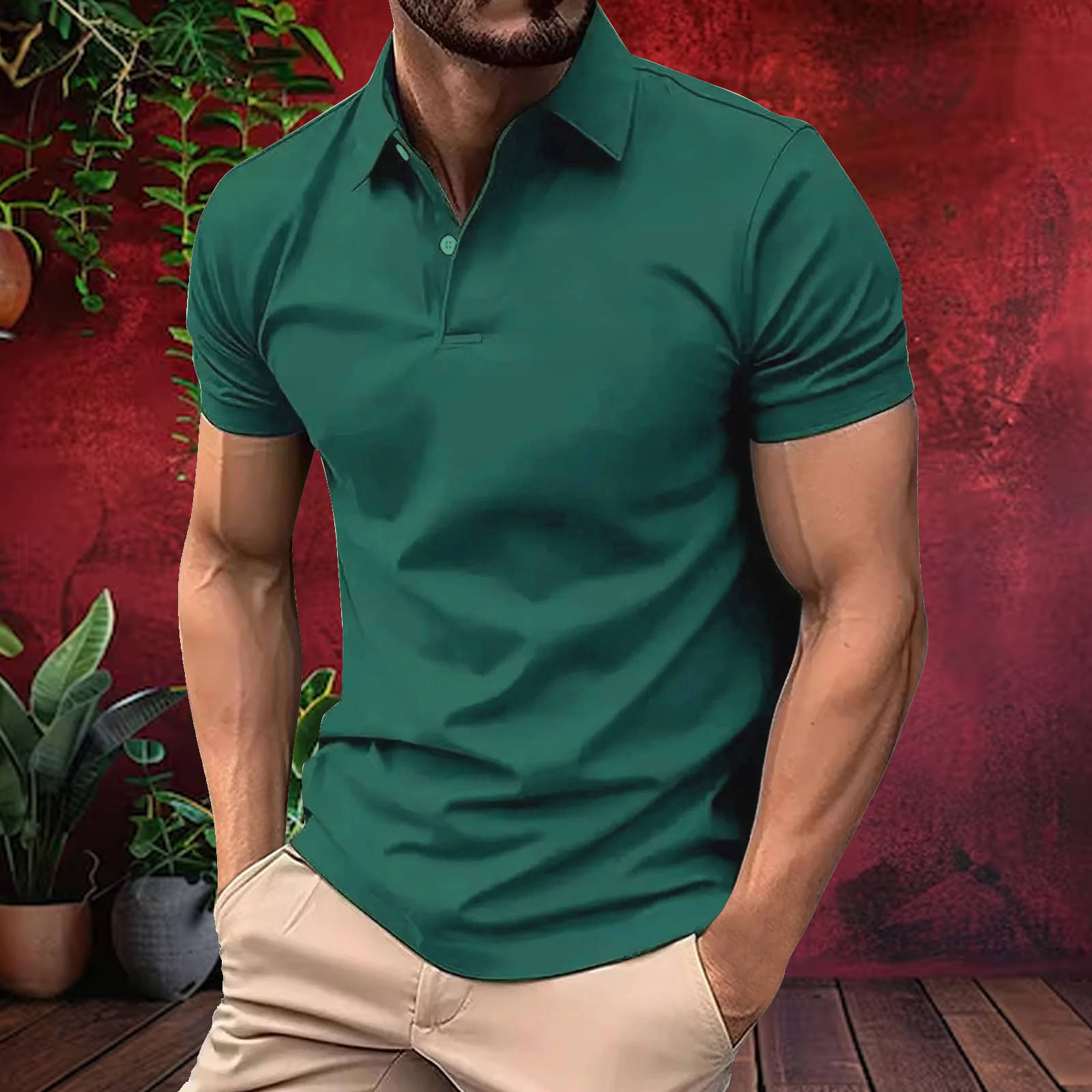 Hushbucks Men Cotton Blend Regular Fit Solid Polo T Shirt ( Green )     			Hushbucks Men Cotton Blend Regular Fit Solid Polo T Shirt ( Green )