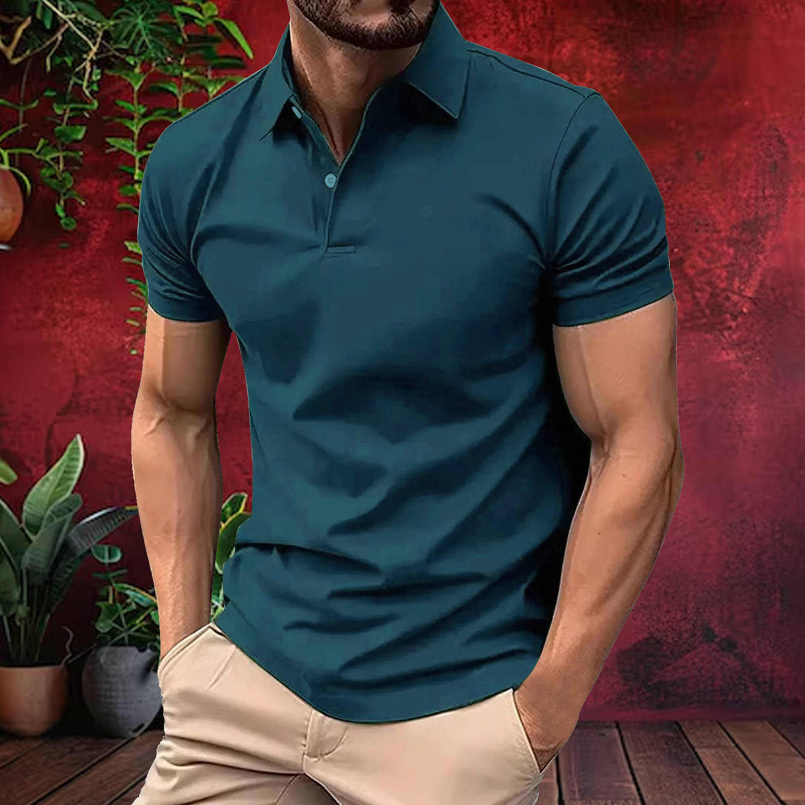 Hushbucks Men Cotton Blend Regular Fit Solid Polo T Shirt ( Teal Blue ) Hushbucks Men Cotton Blend Regular Fit Solid Polo T Shirt ( Teal Blue )