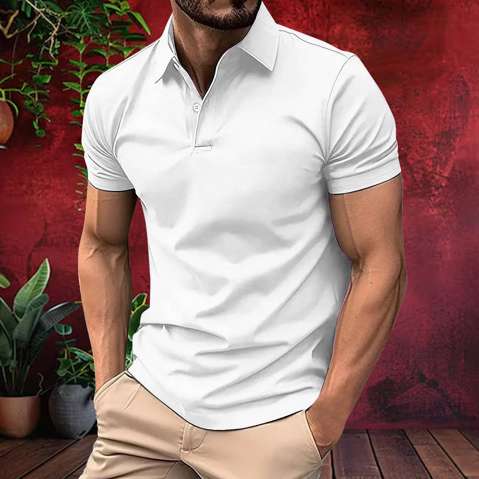 Hushbucks Men Cotton Blend Regular Fit Solid Polo T Shirt ( White )     			Hushbucks Men Cotton Blend Regular Fit Solid Polo T Shirt ( White )