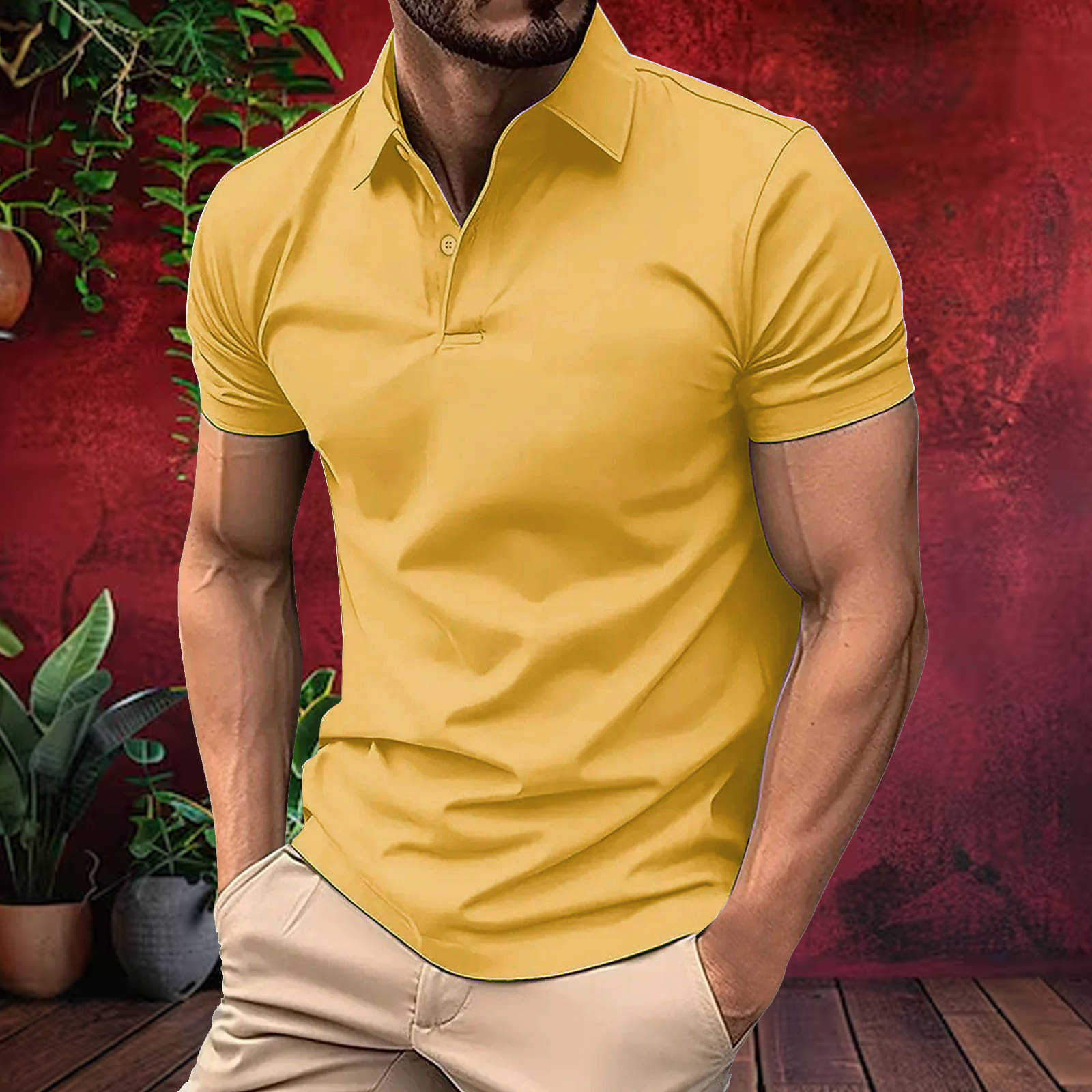 Hushbucks Men Cotton Blend Regular Fit Solid Polo T Shirt ( Yellow ) Hushbucks Men Cotton Blend Regular Fit Solid Polo T Shirt ( Yellow )