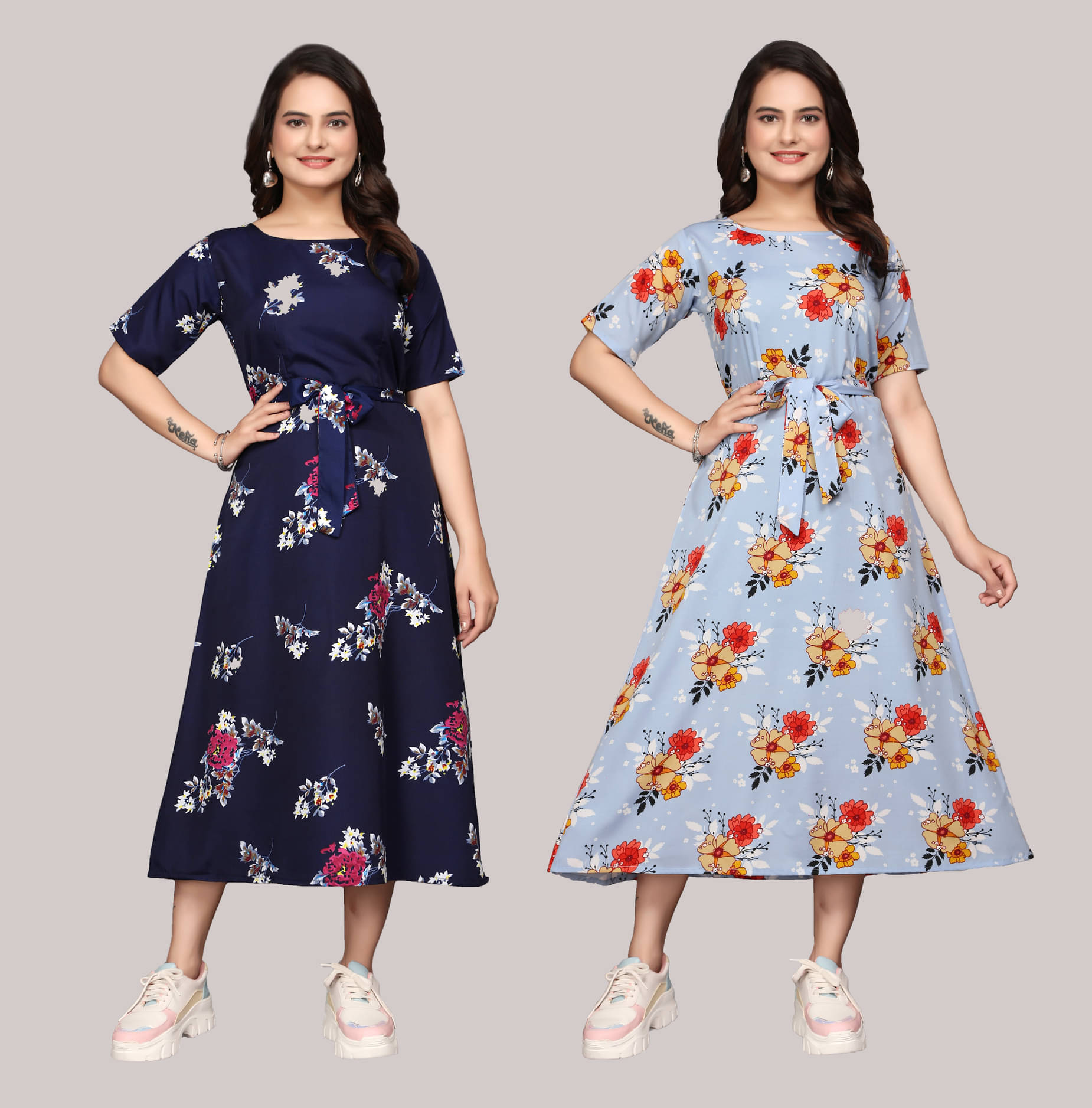 KALAVRITTA Women Crepe Printed Maxi ( Multicolor 1 )     			KALAVRITTA Women Crepe Printed Maxi ( Multicolor 1 )