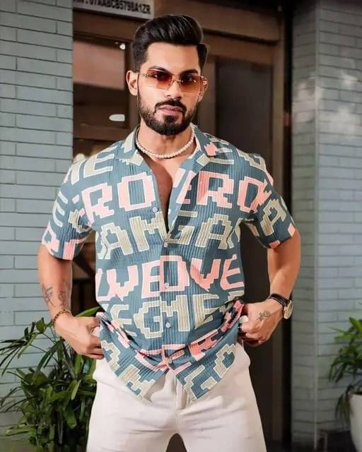     			KRIVA Linen Regular Fit Printed Half Sleeves Men's Casual Shirt - Blue ( Pack of 1 )