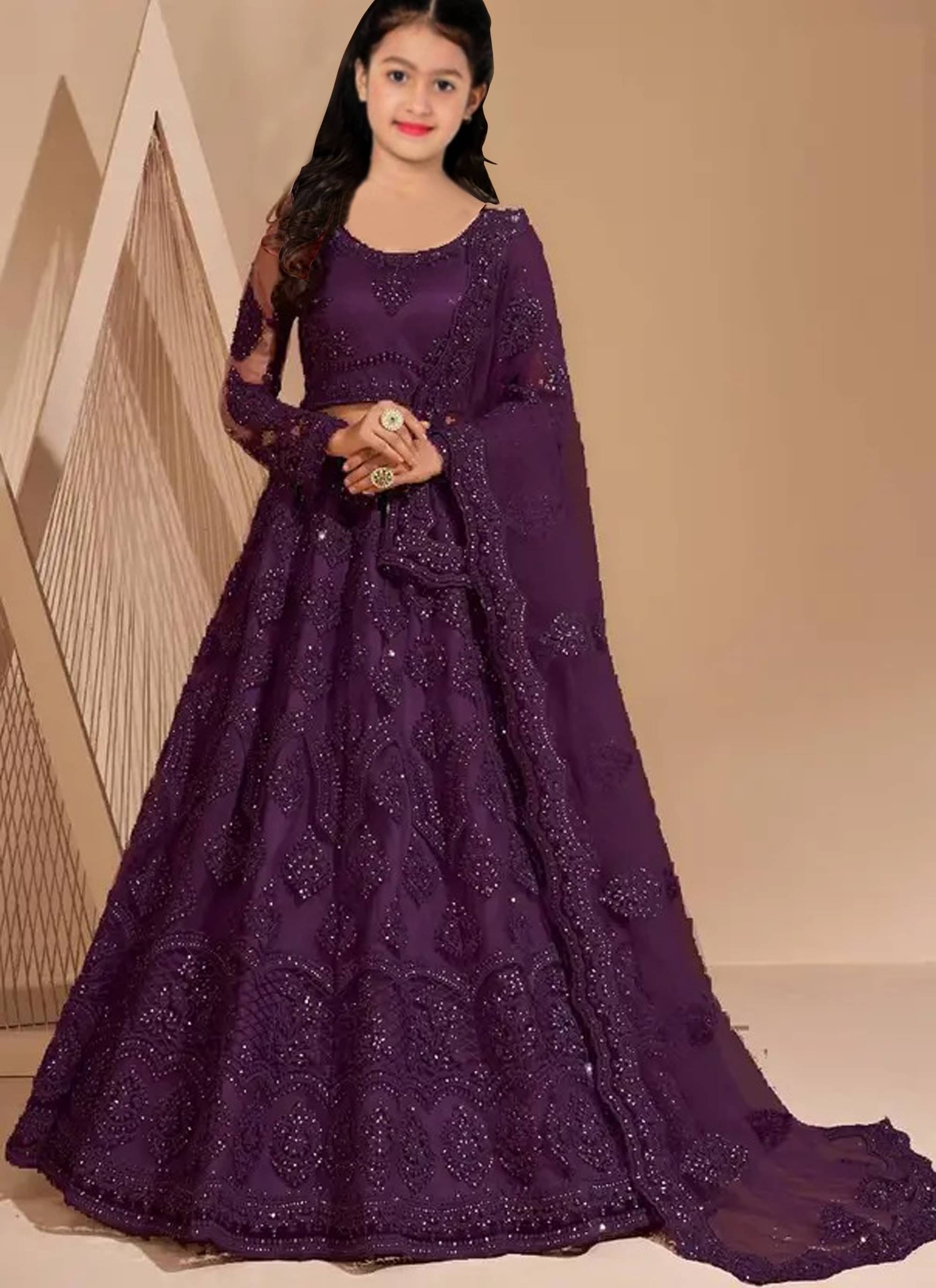     			Keyura Net Lehenga Choli Set For Girls ( Pack of 1 , Blue )