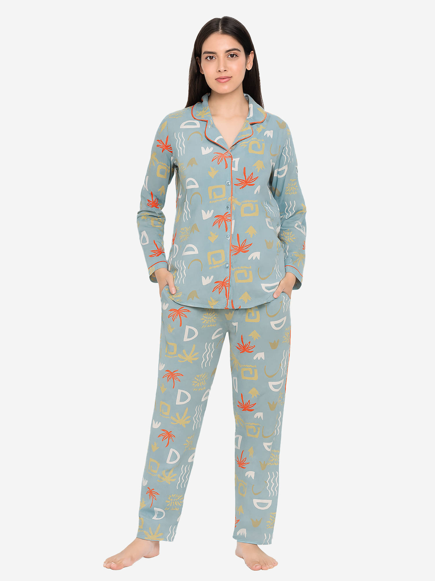     			Kuchipoo Cotton Printed Women Shirt with Pyjama ( Multicolor 1 )