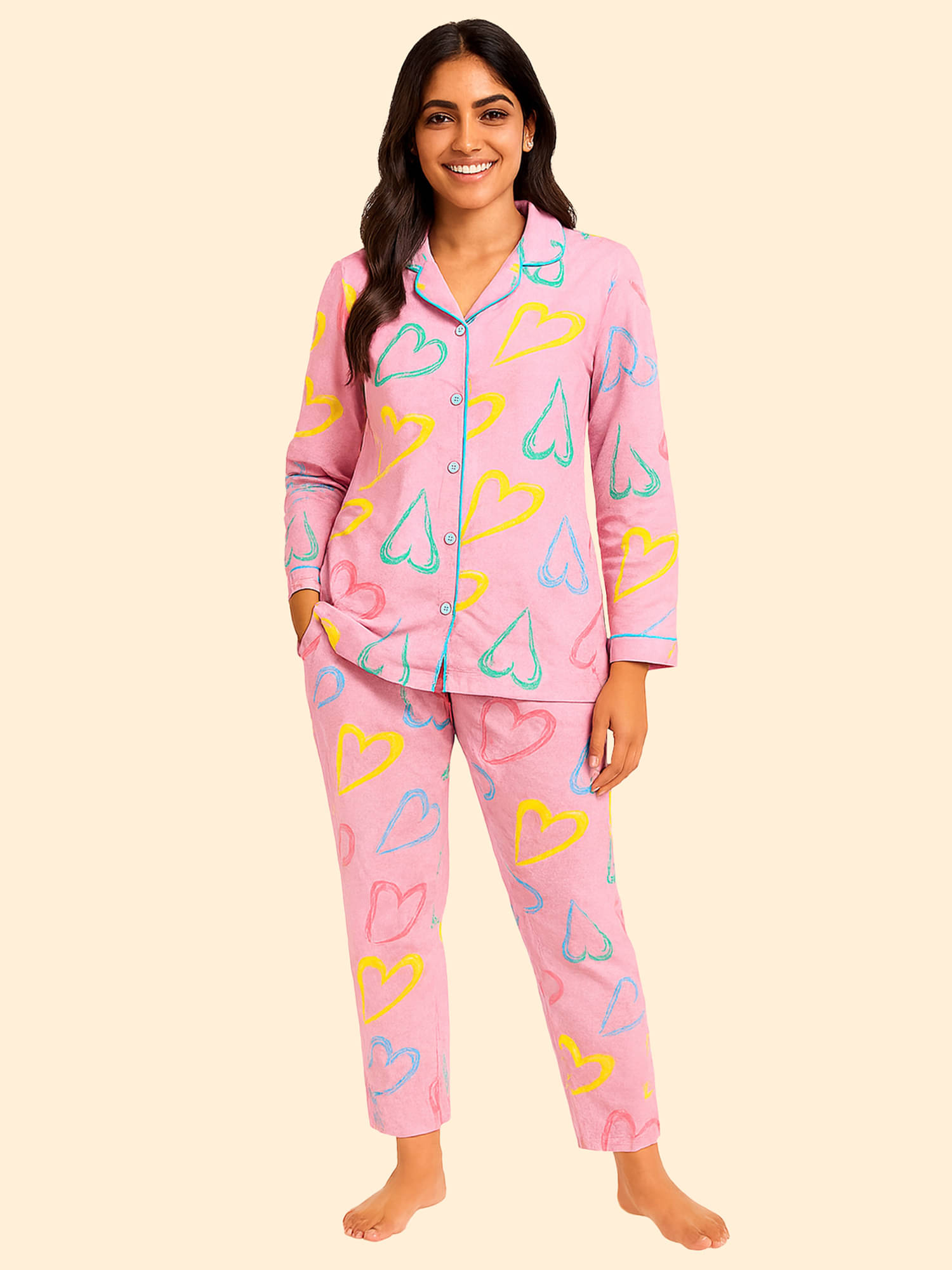     			Kuchipoo Cotton Printed Women Shirt with Pyjama ( Multicolor 1 )