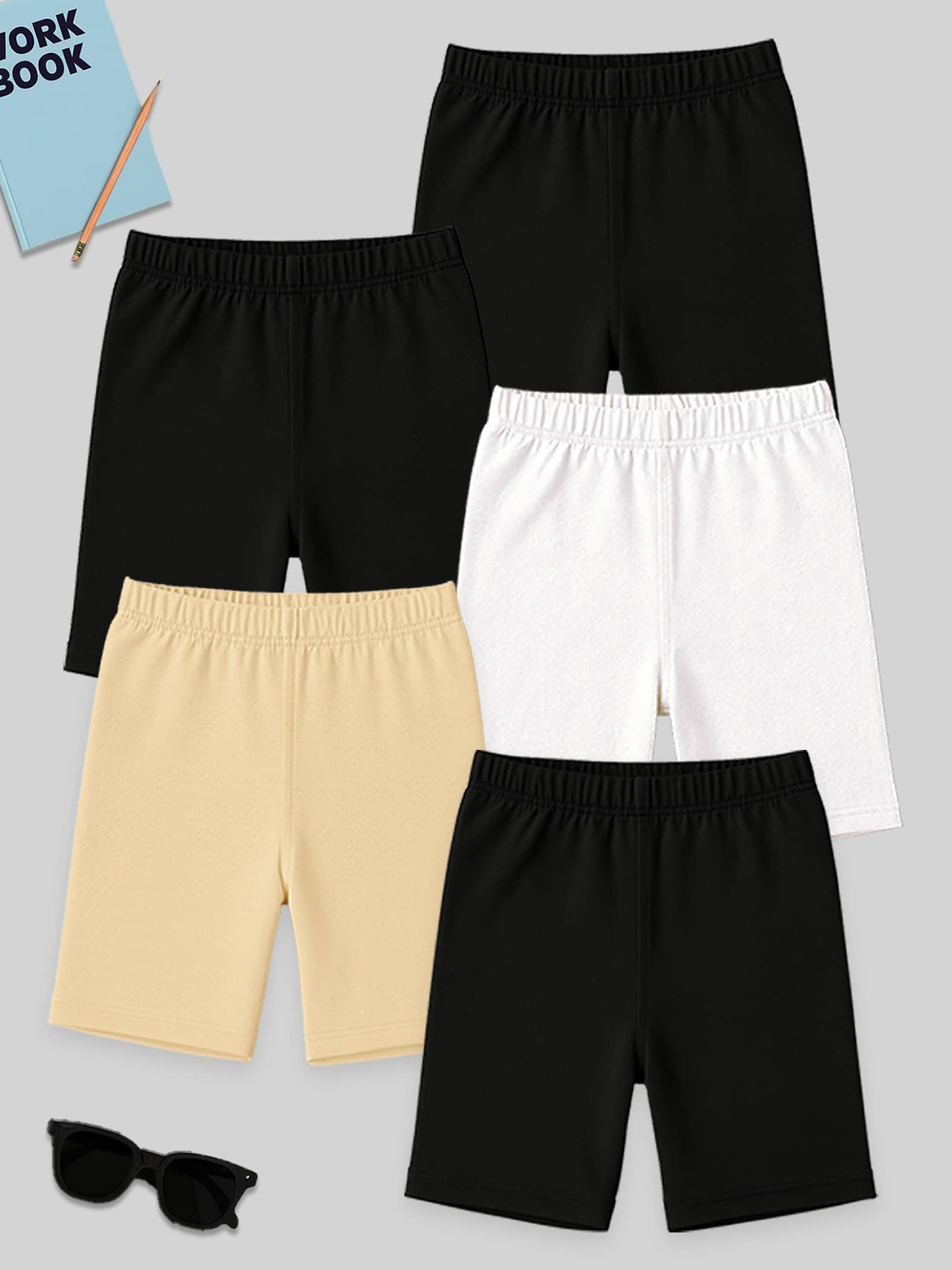 Kuchipoo Pack of 5 Girls Cotton Blend Shorts ( Multicolor 11 ) - Shorts | Buy online on ZillyBuy