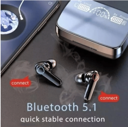     			M19 Bluetooth True Wireless (TWS) In Ear 20 Hours Playback Fast charging,Powerfull bass IPX4(Splash & Sweat Proof) Black