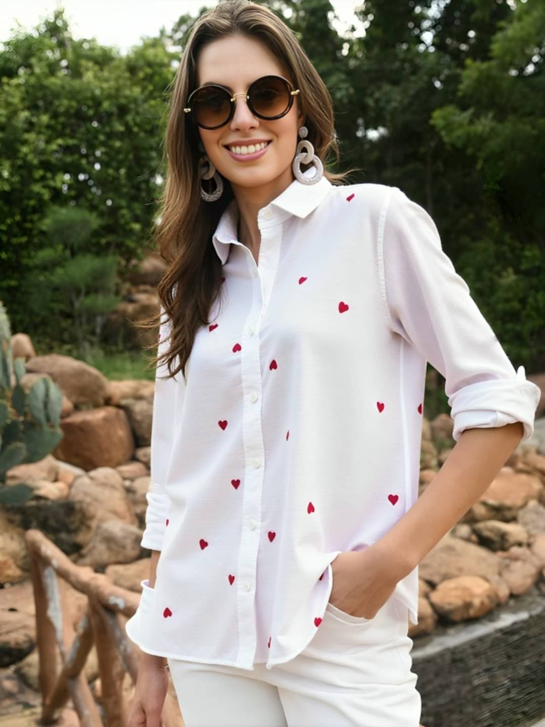 MAYKR Women Printed Cotton Shirt ( White )     			MAYKR Women Printed Cotton Shirt ( White )