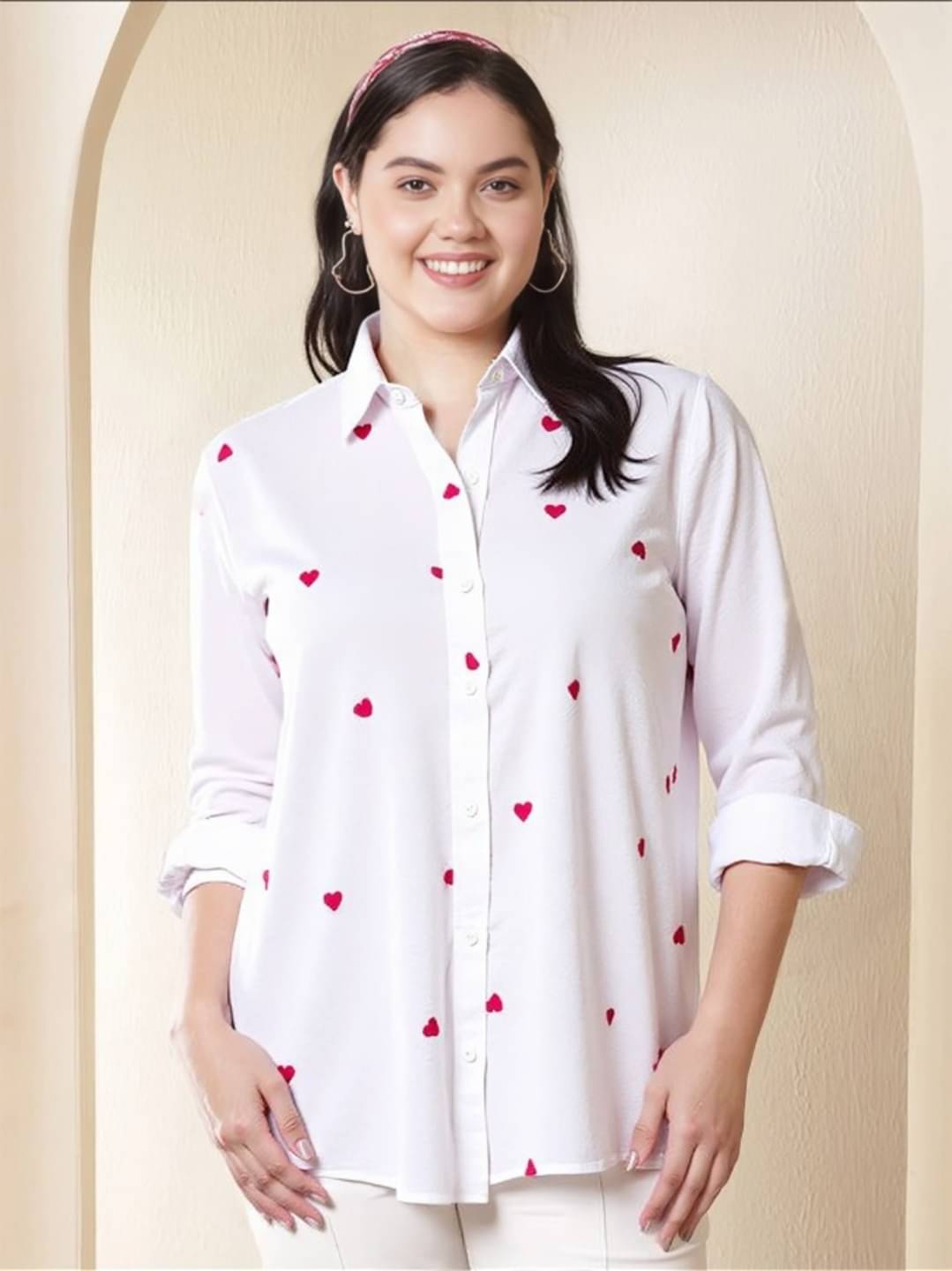 MAYKR Women Printed Cotton Shirt ( White )     			MAYKR Women Printed Cotton Shirt ( White )