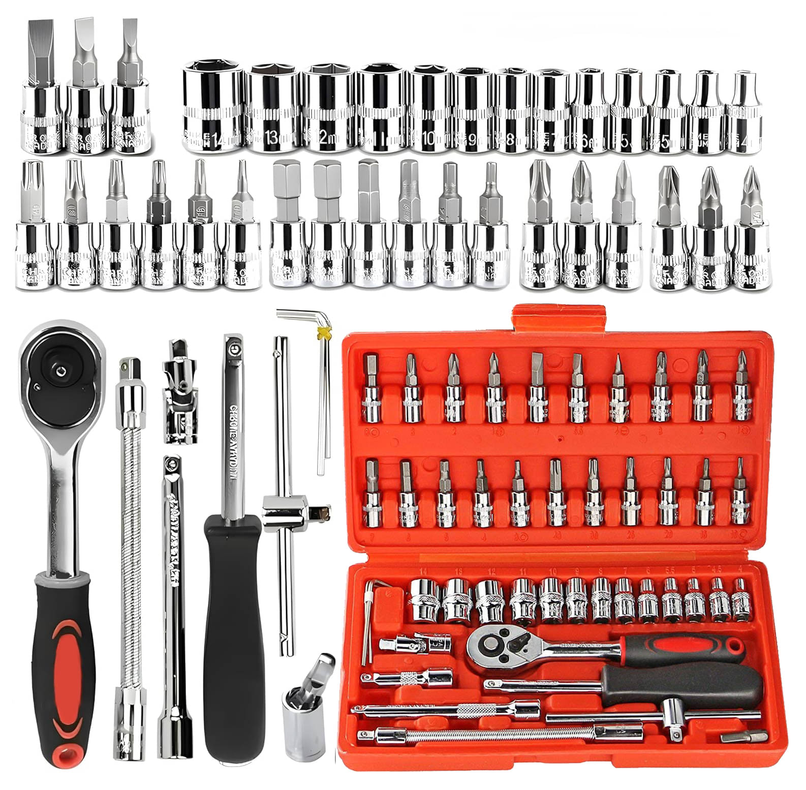 Metal 46 PCS Screwdriver Kit And Multi-Purpose Combination Tool Case Precision Socket Set | Durable Wrench Tool Set | For DIY Projects, Automotive, Furniture & Appliance - 46Pctk Metal 46 PCS Screwdriver Kit And Multi-Purpose Combination Tool Case Precision Socket Set | Durable Wrench Tool Set | For DIY Projects, Automotive, Furniture & Appliance - 46Pctk