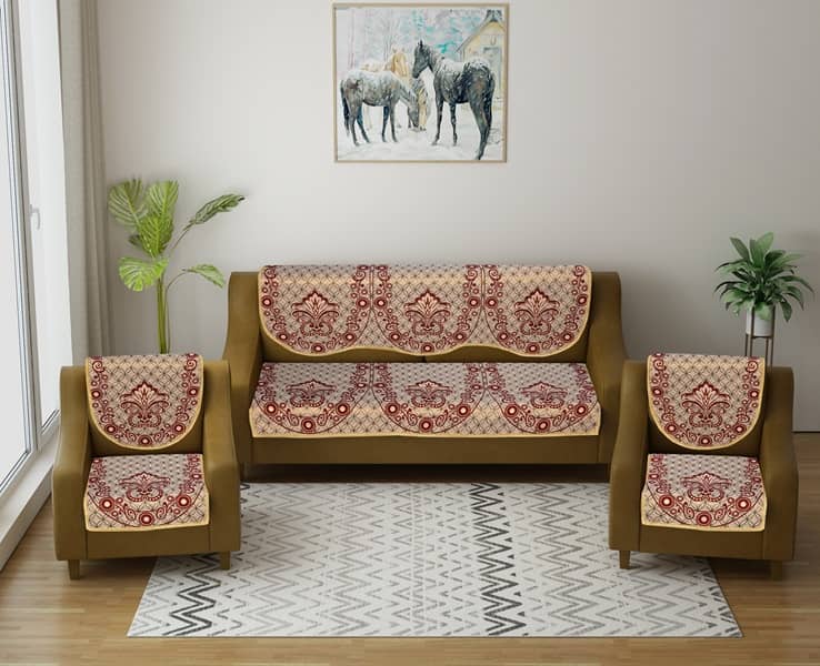 Multitex 5 Seater Cotton Sofa Cover ( Pack of 6 )