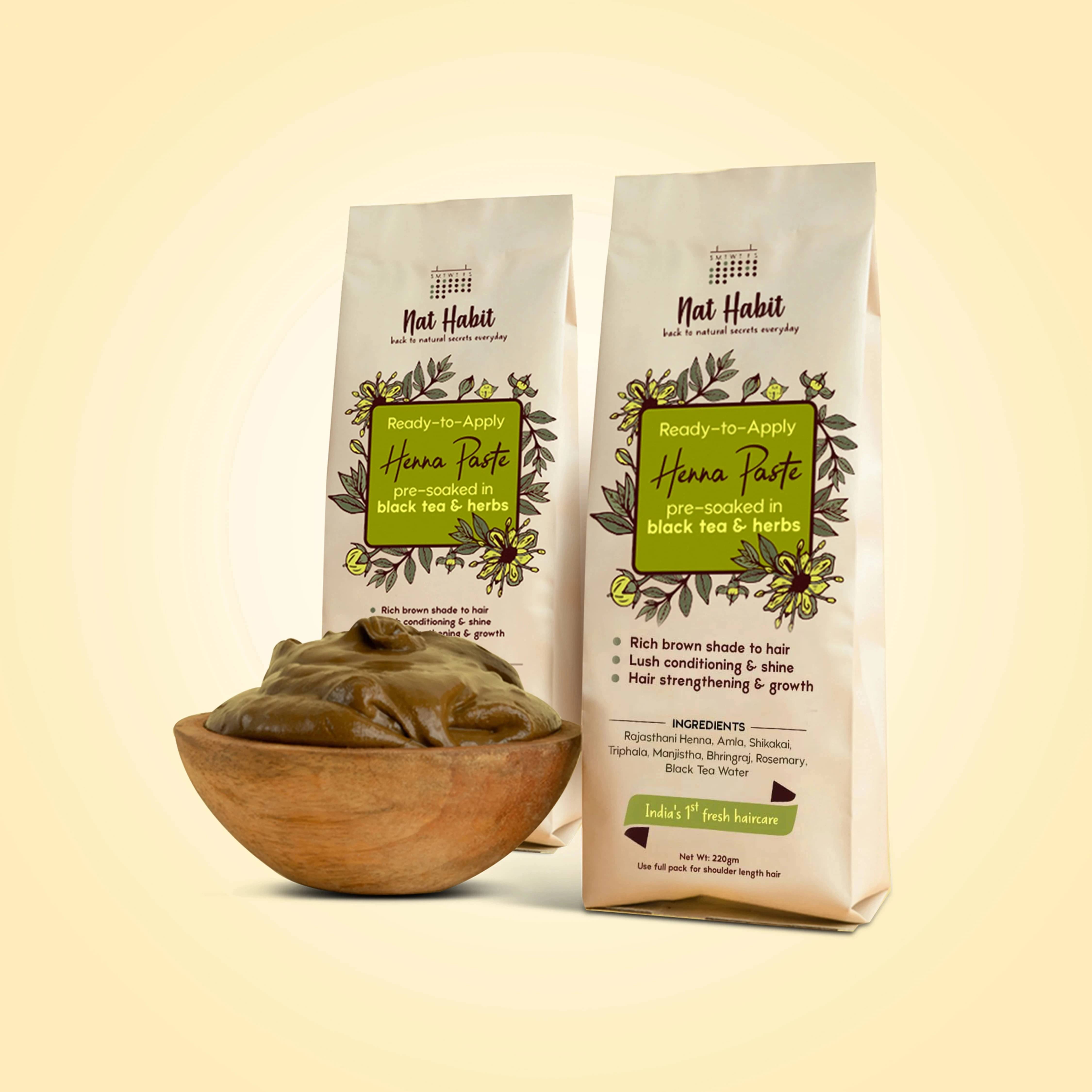 Nat Habit Ready to Apply Henna Paste for Rich Brown Shade from Rajasthani Henna Powder Nat Habit Ready to Apply Henna Paste for Rich Brown Shade from Rajasthani Henna Powder