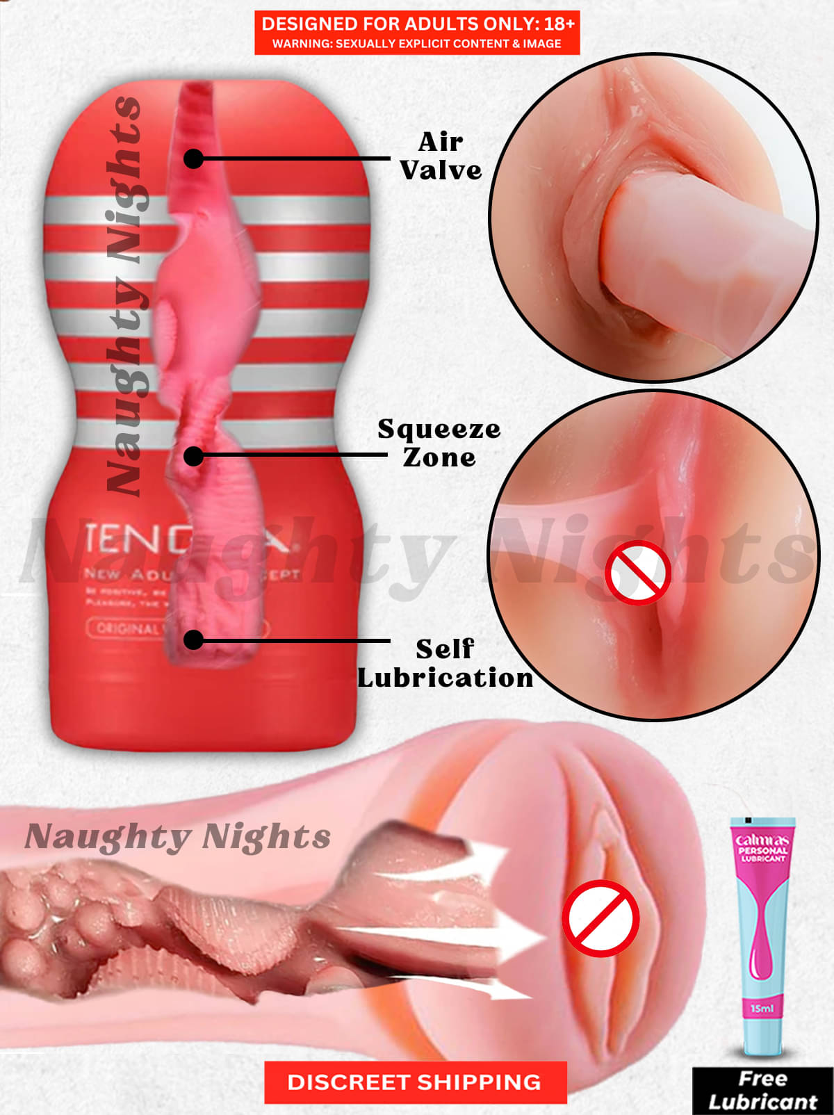 Naughty Nights 6 Inch Realistic Pocket Pussy Masturbator Cup for Men | Skin Safe Handjob Male Masturbator Stroker Cup with Free Lubricant     			Naughty Nights 6 Inch Realistic Pocket Pussy Masturbator Cup for Men | Skin Safe Handjob Male Masturbator Stroker Cup with Free Lubricant