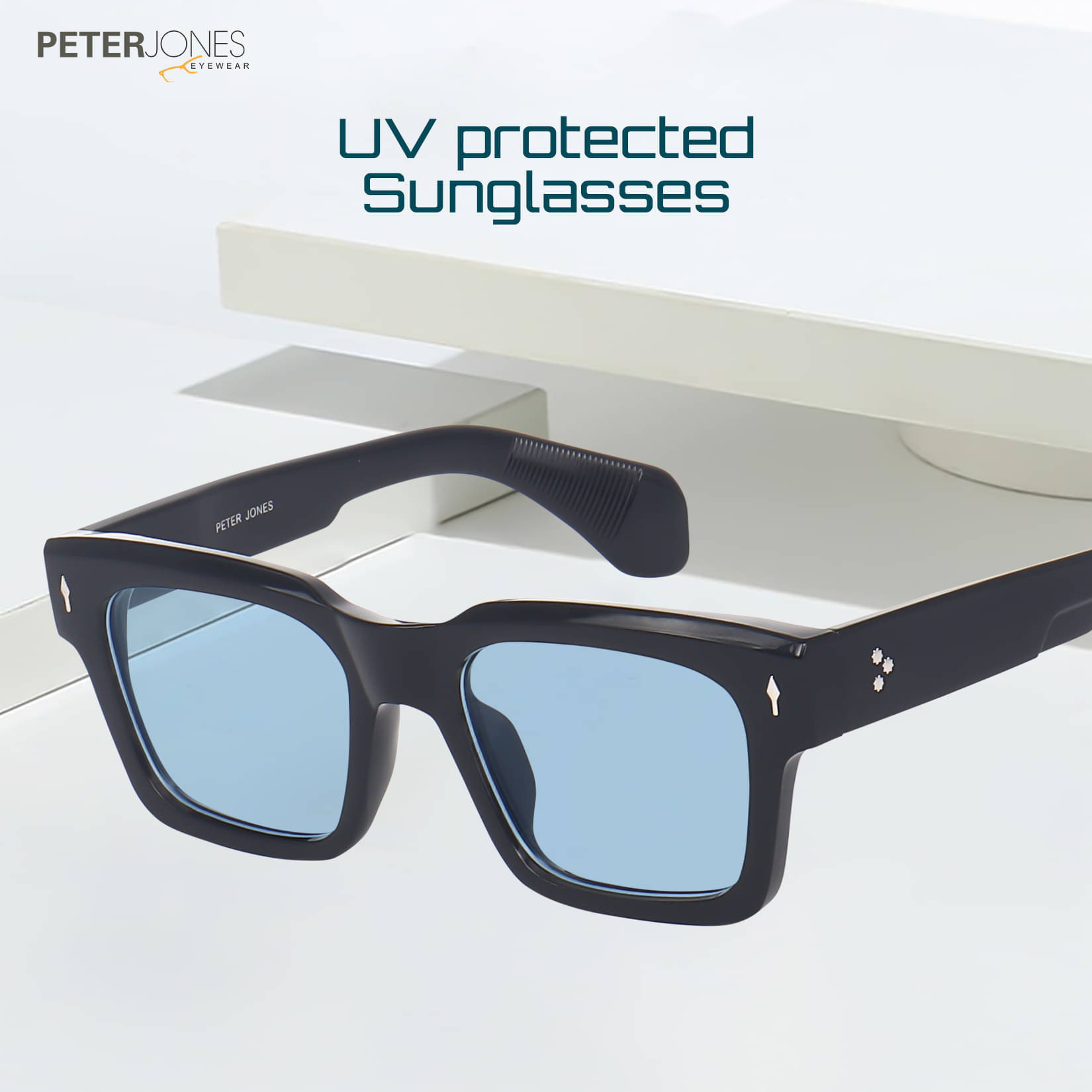     			Peter Jones Black Square Sunglasses ( Pack of 1 )