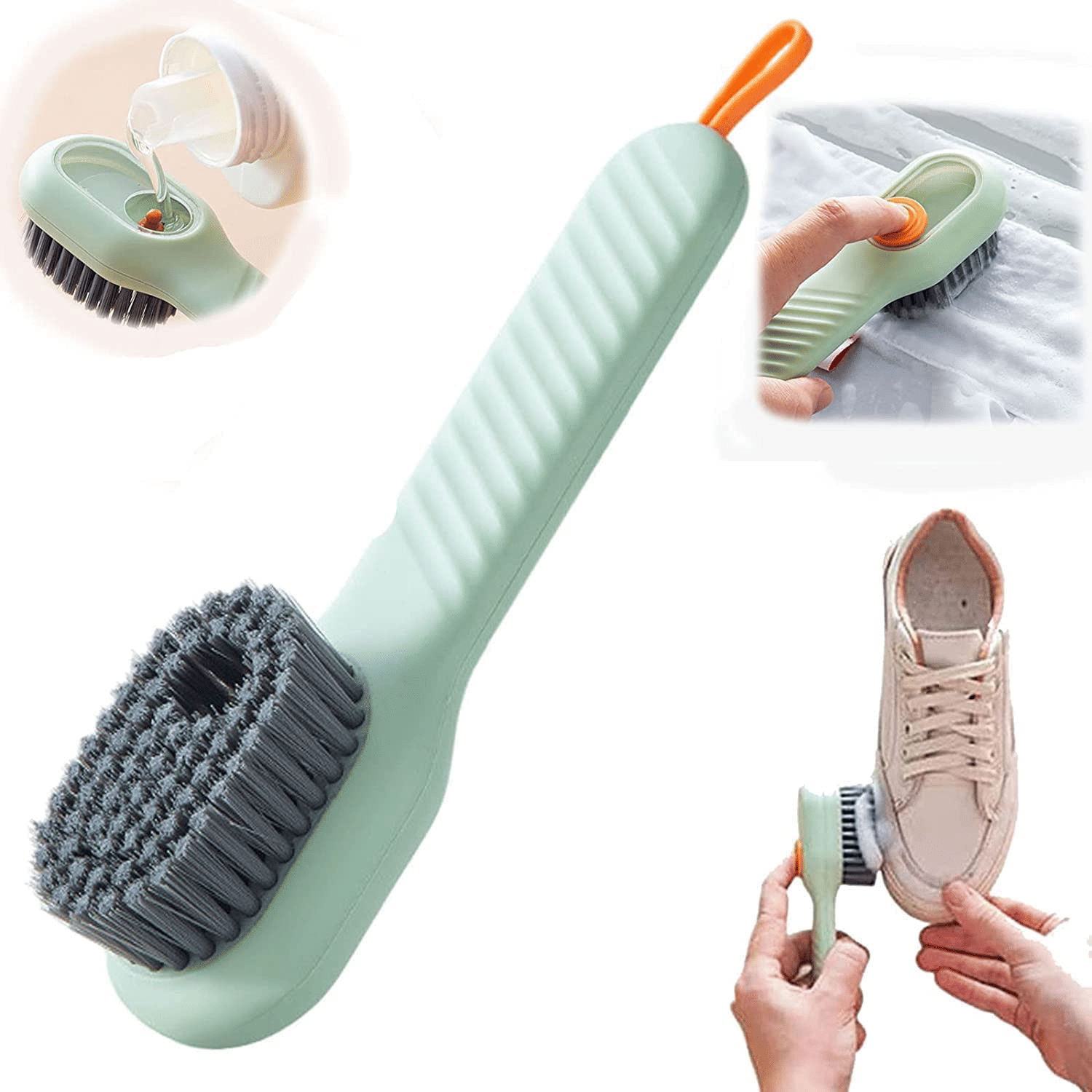     			Plastic Soap Dispensing Cleaning Brush With Handle | Scrubbing Reusable Washing Shoe Brush For Shoes Clothes Cleaning