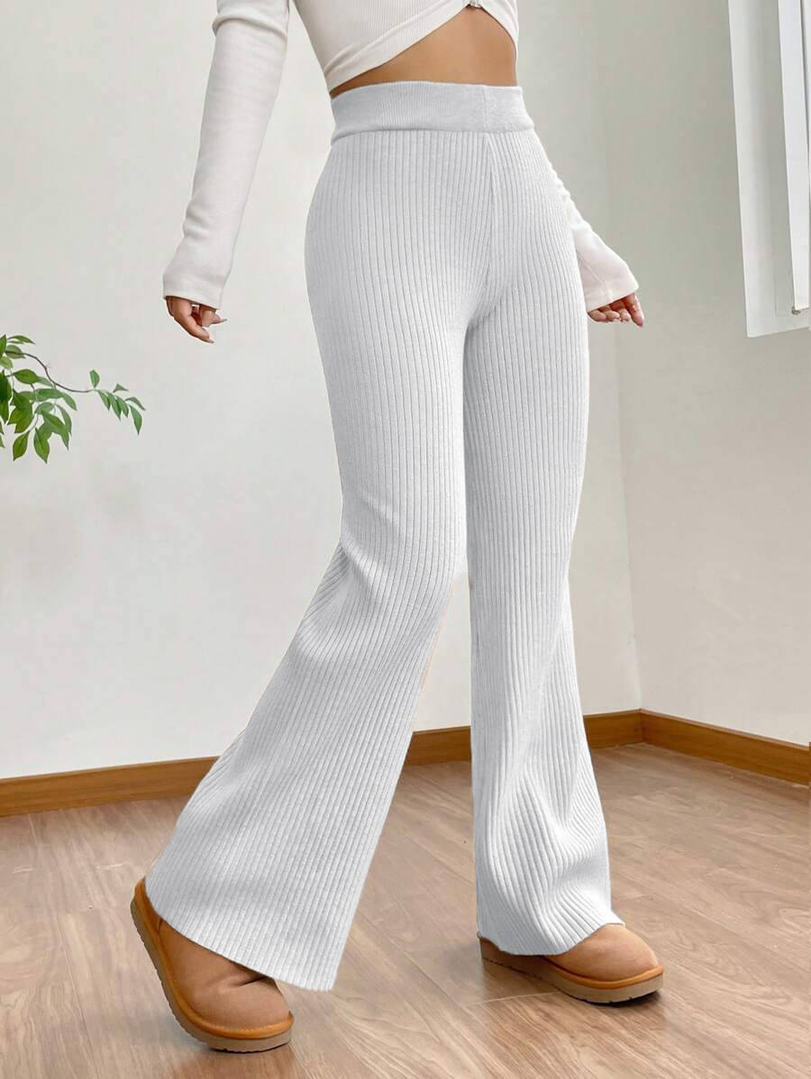     			Qyaas Women Polyester Wide Leg Trousers ( White )