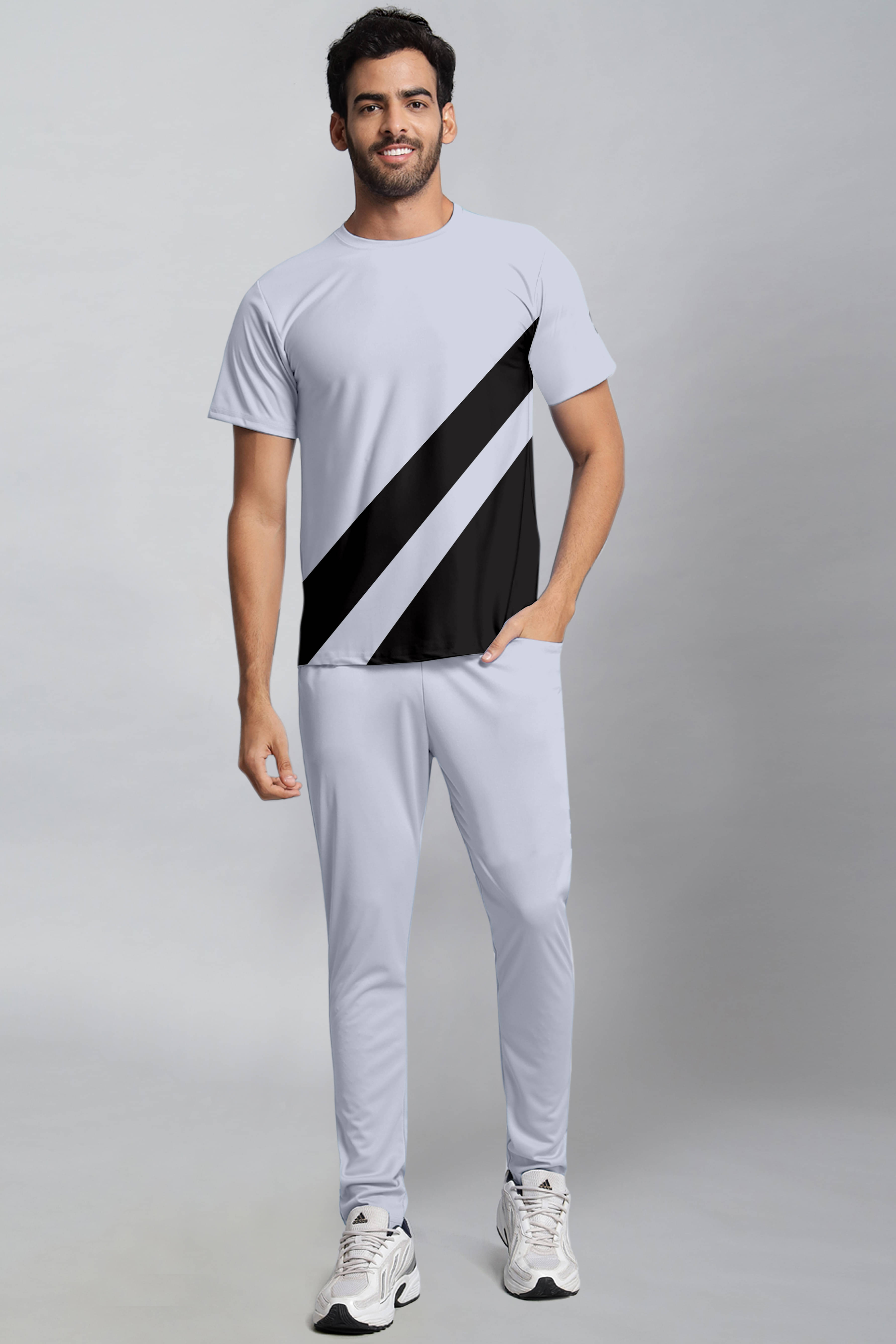     			RABBY Grey Polyester Regular Fit Men's Tracksuit ( Pack of 1 )