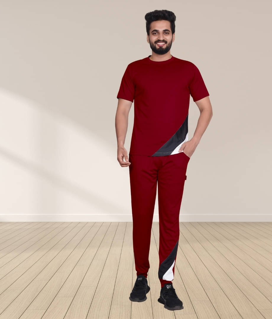     			RABBY Maroon Polyester Blend Regular Fit Men's Tracksuit ( Pack of 1 )