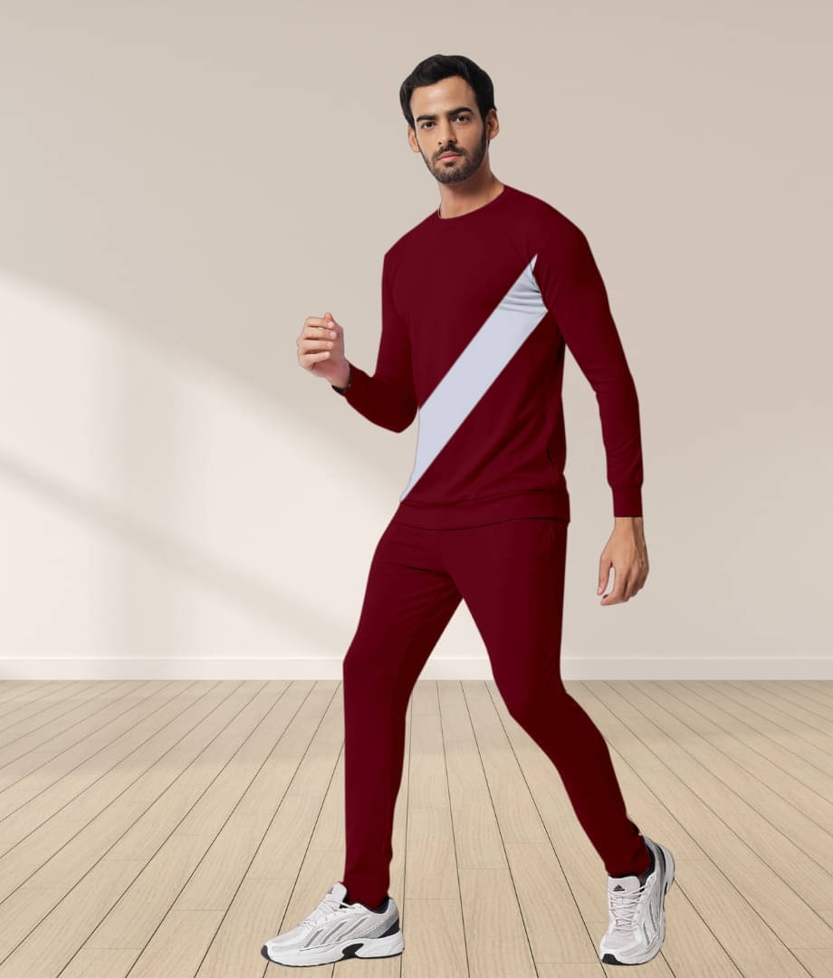     			RABBY Maroon Polyester Blend Regular Fit Men's Tracksuit ( Pack of 1 )