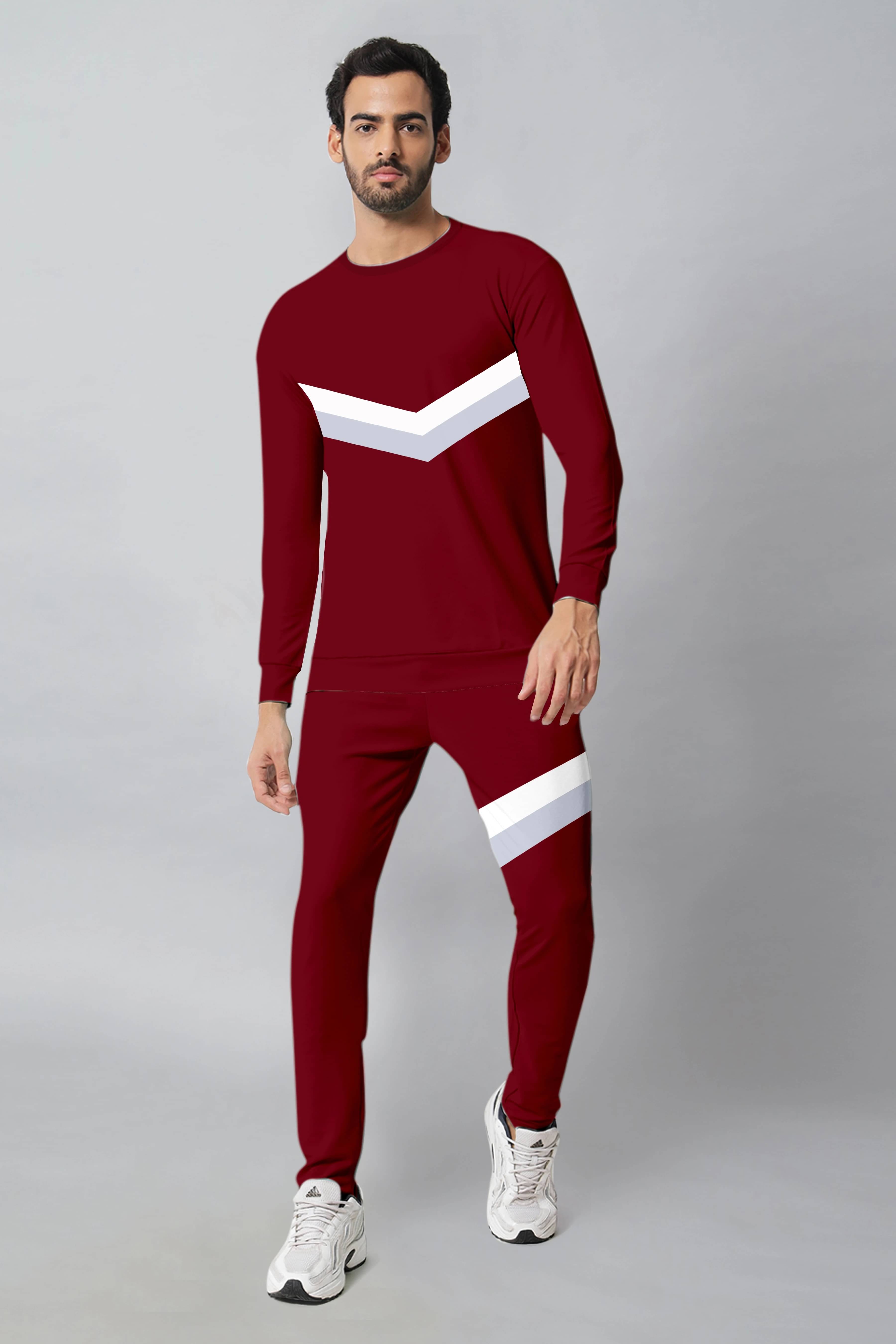     			RABBY Maroon Polyester Regular Fit Men's Tracksuit ( Pack of 1 )
