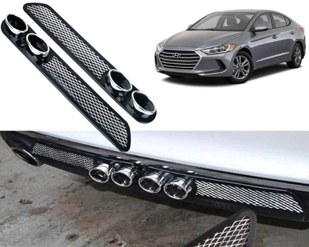 Rear Dual Tip Bumper Lip Diffuser Car Back Bumper Spoiler Lip Splitter Chrome Compatible with Elantra 2017 Rear Dual Tip Bumper Lip Diffuser Car Back Bumper Spoiler Lip Splitter Chrome Compatible with Elantra 2017