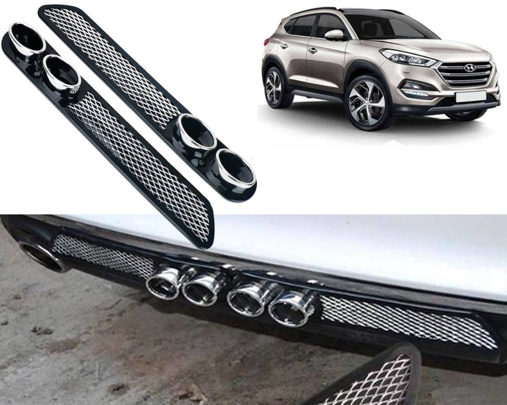     			Rear Dual Tip Bumper Lip Diffuser Car Back Bumper Spoiler Lip Splitter Chrome Compatible with Tucson