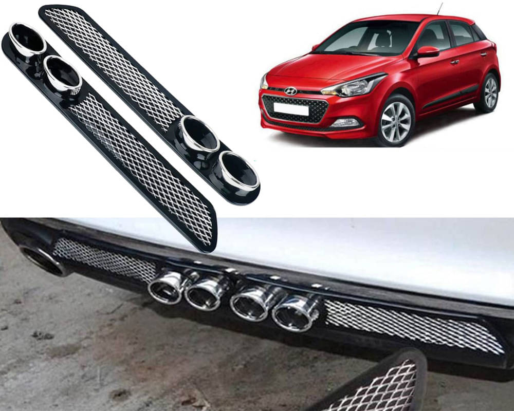     			Rear Dual Tip Bumper Lip Diffuser Car Back Bumper Spoiler Lip Splitter Chrome Compatible with I20 Elite