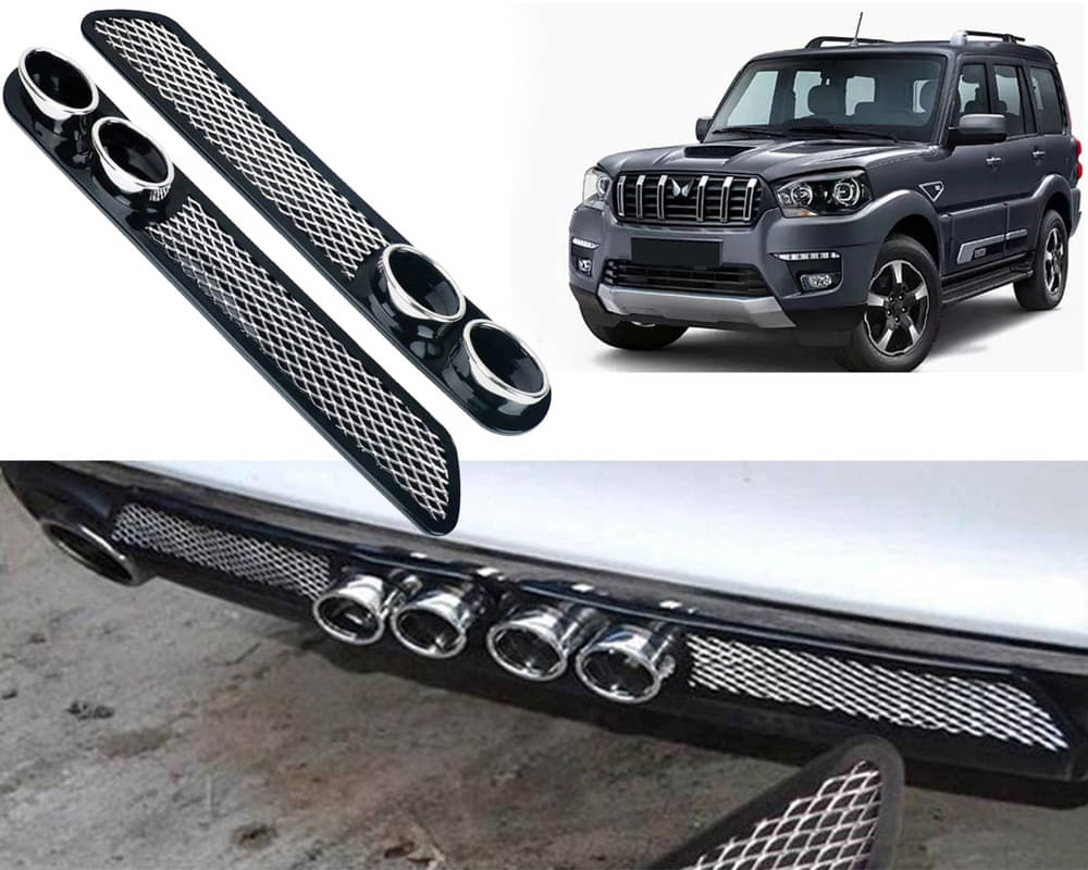     			Rear Dual Tip Bumper Lip Diffuser Car Back Bumper Spoiler Lip Splitter Chrome Compatible with Scorpio Classic