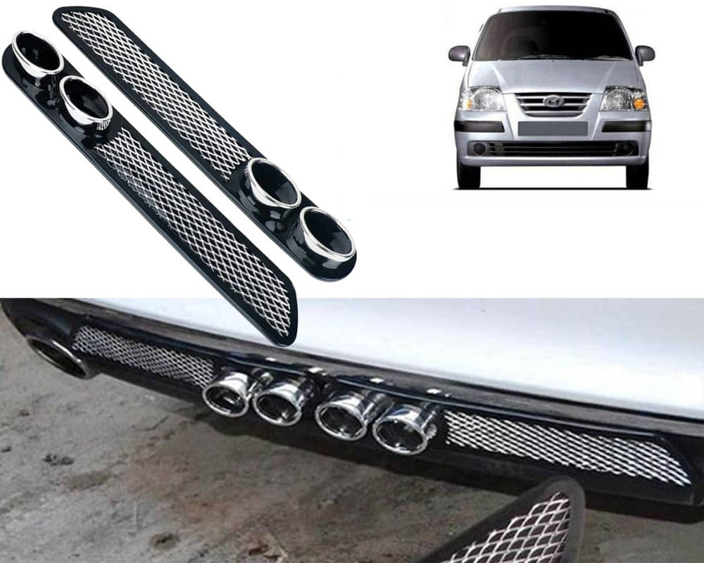 Rear Dual Tip Bumper Lip Diffuser Car Back Bumper Spoiler Lip Splitter Chrome Compatible with Santro Rear Dual Tip Bumper Lip Diffuser Car Back Bumper Spoiler Lip Splitter Chrome Compatible with Santro
