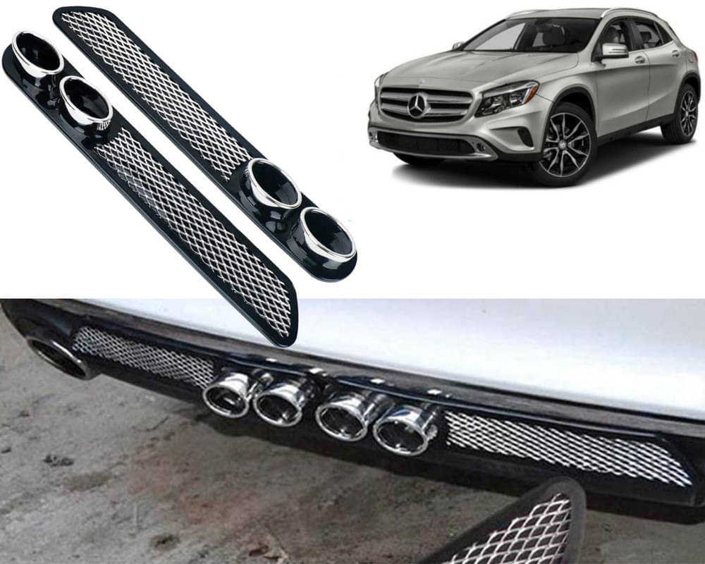     			Rear Dual Tip Bumper Lip Diffuser Car Back Bumper Spoiler Lip Splitter Chrome Compatible with Benz GLA-Class