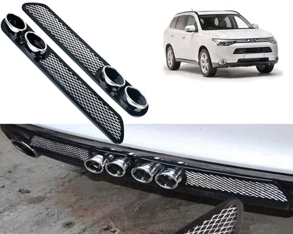     			Rear Dual Tip Bumper Lip Diffuser Car Back Bumper Spoiler Lip Splitter Chrome Compatible with Outlander