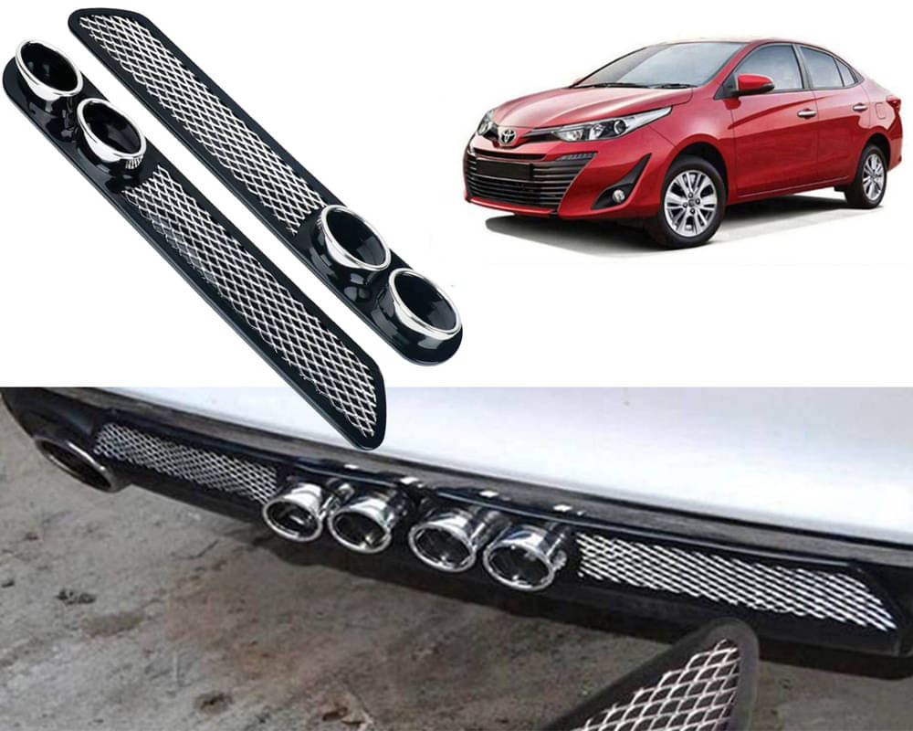     			Rear Dual Tip Bumper Lip Diffuser Car Back Bumper Spoiler Lip Splitter Chrome Compatible with Yaris