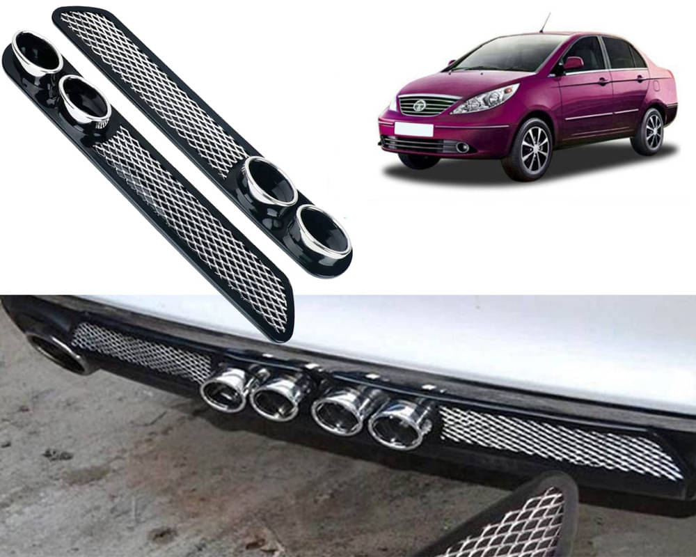 Rear Dual Tip Bumper Lip Diffuser Car Back Bumper Spoiler Lip Splitter Chrome Compatible with Manza Rear Dual Tip Bumper Lip Diffuser Car Back Bumper Spoiler Lip Splitter Chrome Compatible with Manza