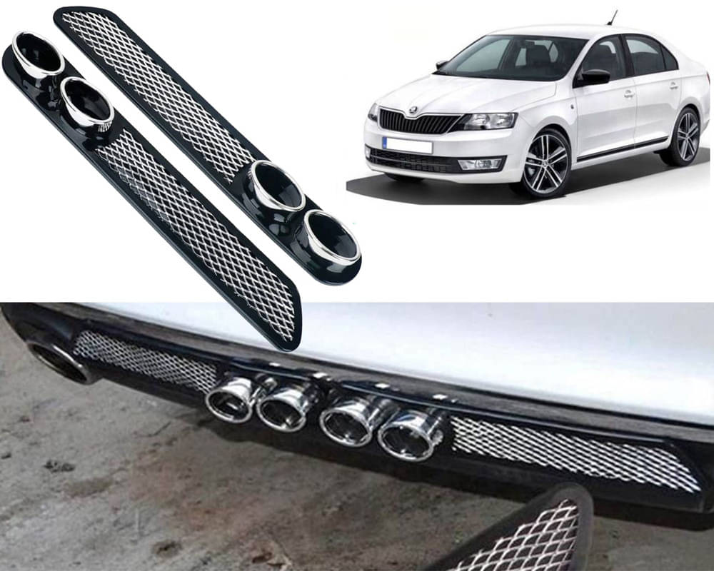 Rear Dual Tip Bumper Lip Diffuser Car Back Bumper Spoiler Lip Splitter Chrome Compatible with Rapid 2012 Rear Dual Tip Bumper Lip Diffuser Car Back Bumper Spoiler Lip Splitter Chrome Compatible with Rapid 2012